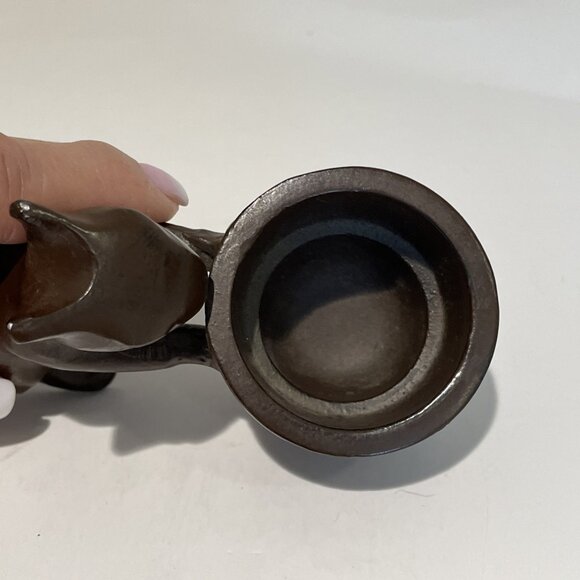 Crate & Barrel Squirrel & Acorn Votive Candle Holder Painted Brass Metal Brown - Picture 7 of 11